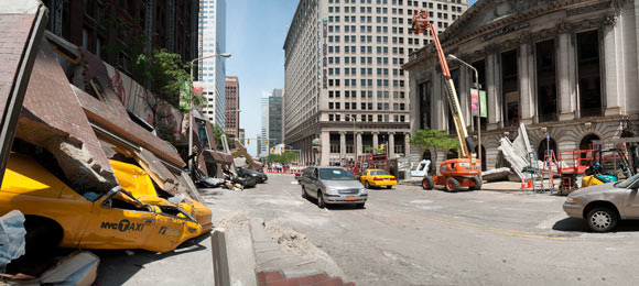 Set of The Avengers movie in Downtown Cleveland